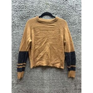 360 Cashmere Ribbed Knit 100% Cashmere Crew Neck Long Sleeve Womens Brown Size S